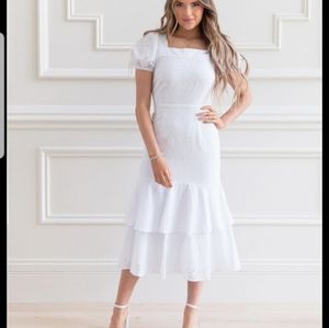 White ruffle Rachel Parcell eyelet Dress XL New with Flaws